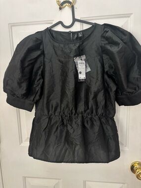 Vero Moda Black Puff Sleeve Peplum Blouse